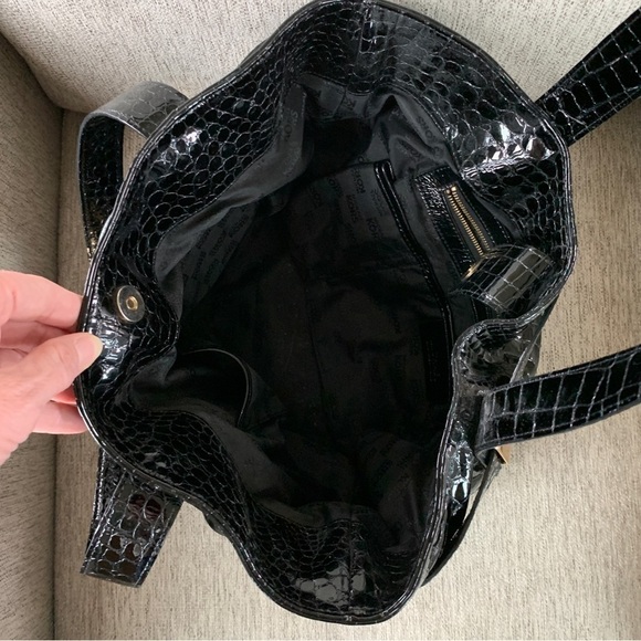 Michael Kors Black Embossed Beverly Satchel Paten Leather - Picture 10 of 14